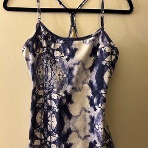 Lululemon Power Y Tank: Blue and White Tie-Dye